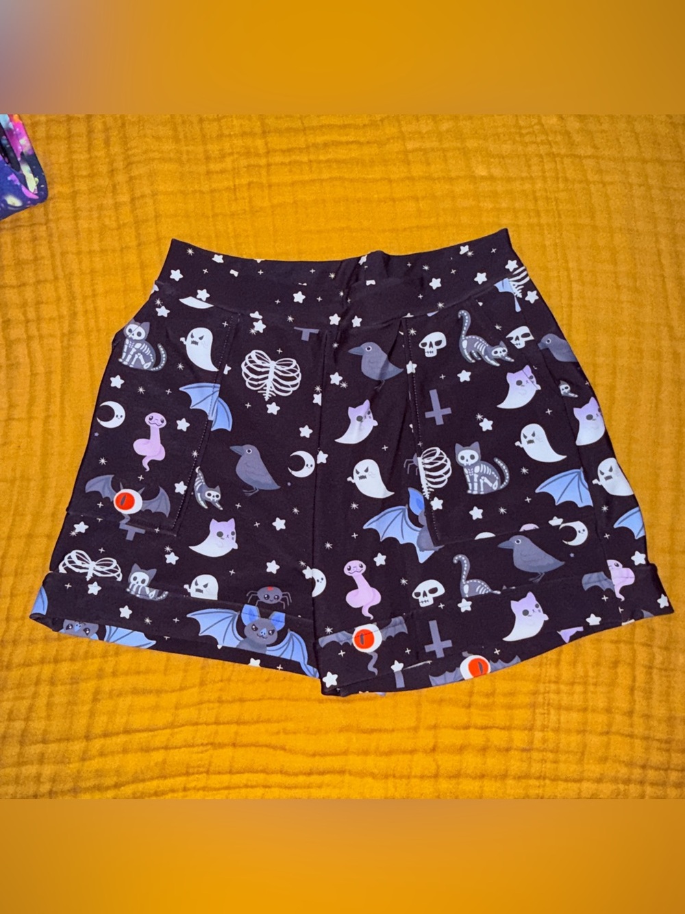 Blackmilk Hauntingly Cute Cuffed Shorts S